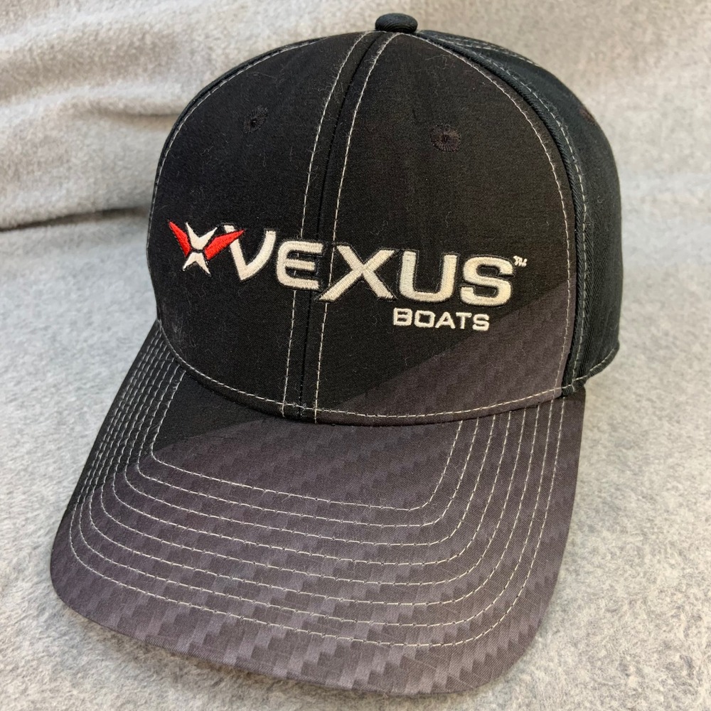 Vexus Boats Embroidered Mens Black Topwater Brands Hat Carbon Fiber Brim OSFA